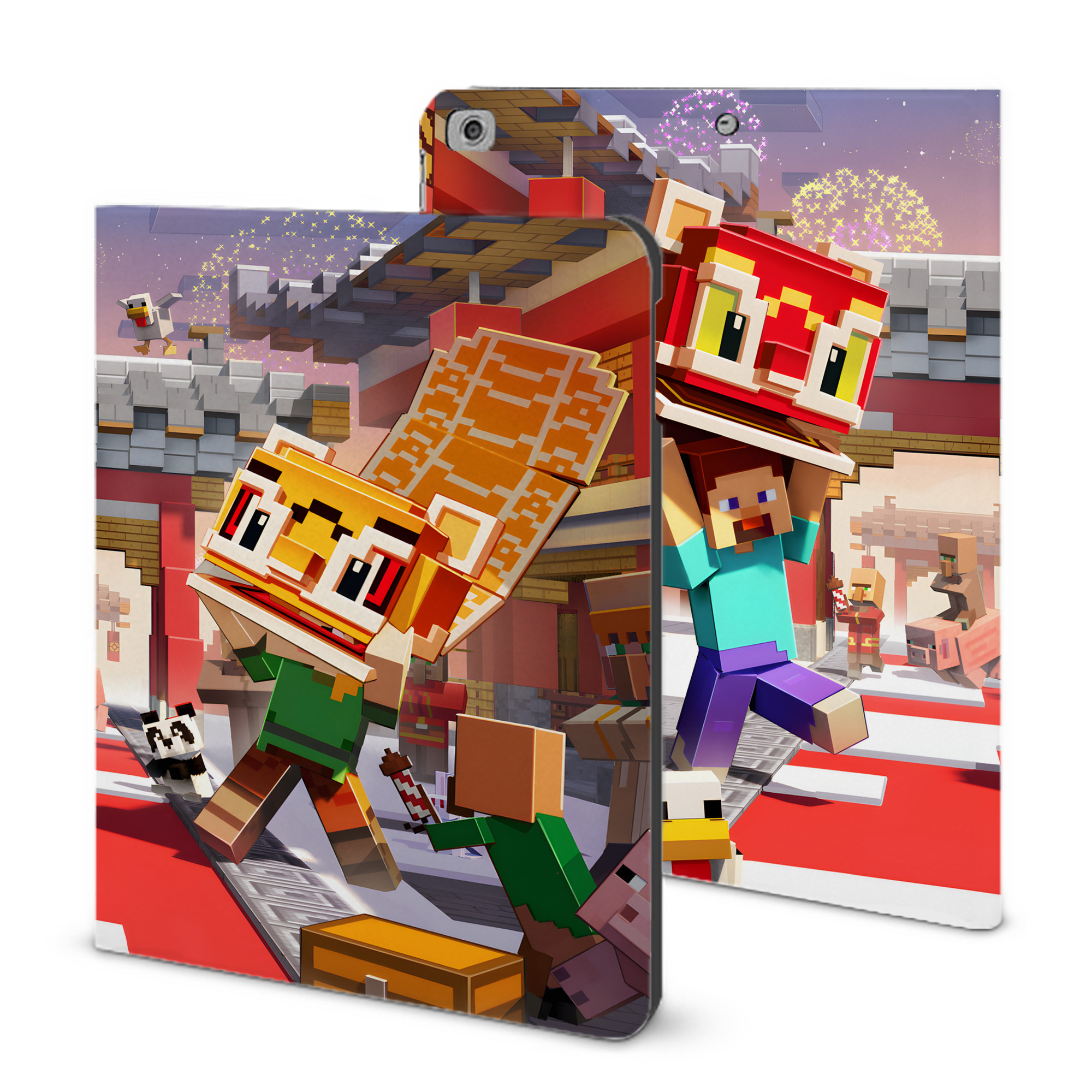 （画像用） マインクラフト ブロックの世界 Minecraft MC Block world IPad ケース ブック型 PUレザー TPU 耐衝撃 軽量 薄型 ペン収納なし 全面保護 IPad 各モデル対応